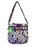 Vera Bradley Triple Zip Hipster Crossbody Shoulder Bag in Plum Crazy