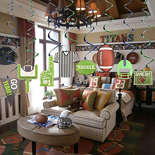 EVERMARKET 30Ct American Football Hanging Swirl Football Game Day Party Decorations 2020 Garland Sports Day Hanging Swirl Foils,Football Theme Birthday Party Supplies Ornaments Fan Décor - Thumbnail 7