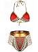 Zando Women Tribal Print Bikini African Metallic Swimsuit Two Piece Beachwear Cutout Halter Neck Bathing Suit Swimwear Red M (US Size 4-6)