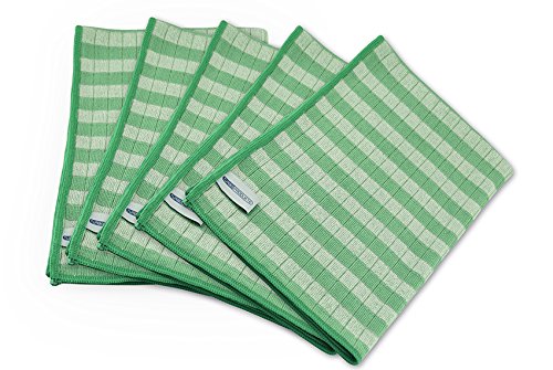 Bamboo Tea Towels Turbo Products Super Absorbent & Ultra Soft – Abtrocken Sheets Universal for Home and Office, Green/White, 5