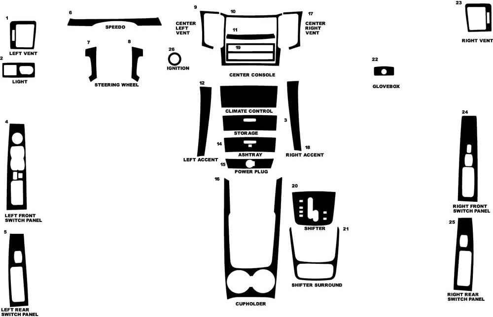 Rvinyl Rdash Dash Kit Decal Trim for Kia Sorento 2008-2010 - Chrome (Purple)
