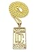 MENS DREAM CHASER ICED OUT HIP HOP CZ PENDANT FRANCO OR CUBAN CHAIN NECKLACE SET (Gold Cuban Chain Set)