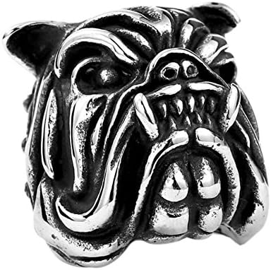 Men's Vintage Gothic Stainless Steel Angry Bulldog Tribal Biker Rings Size 7-13