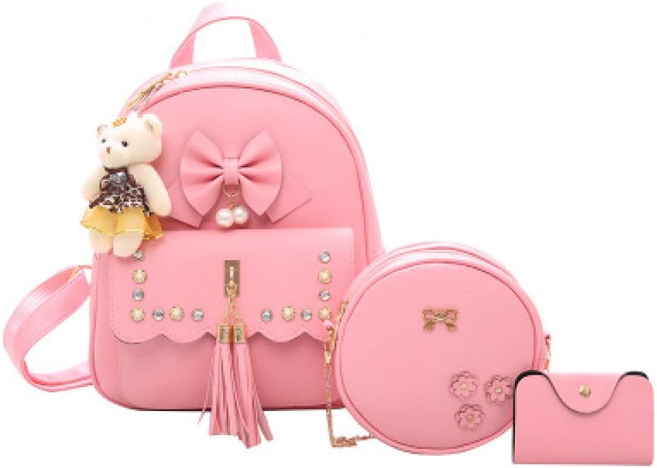 Korean Version Of The Middle School Student Bag Female Shoulder Bag Three-Piece Fashion Trend Pu Small Round Bag 3 25 * 10 * 30Cm