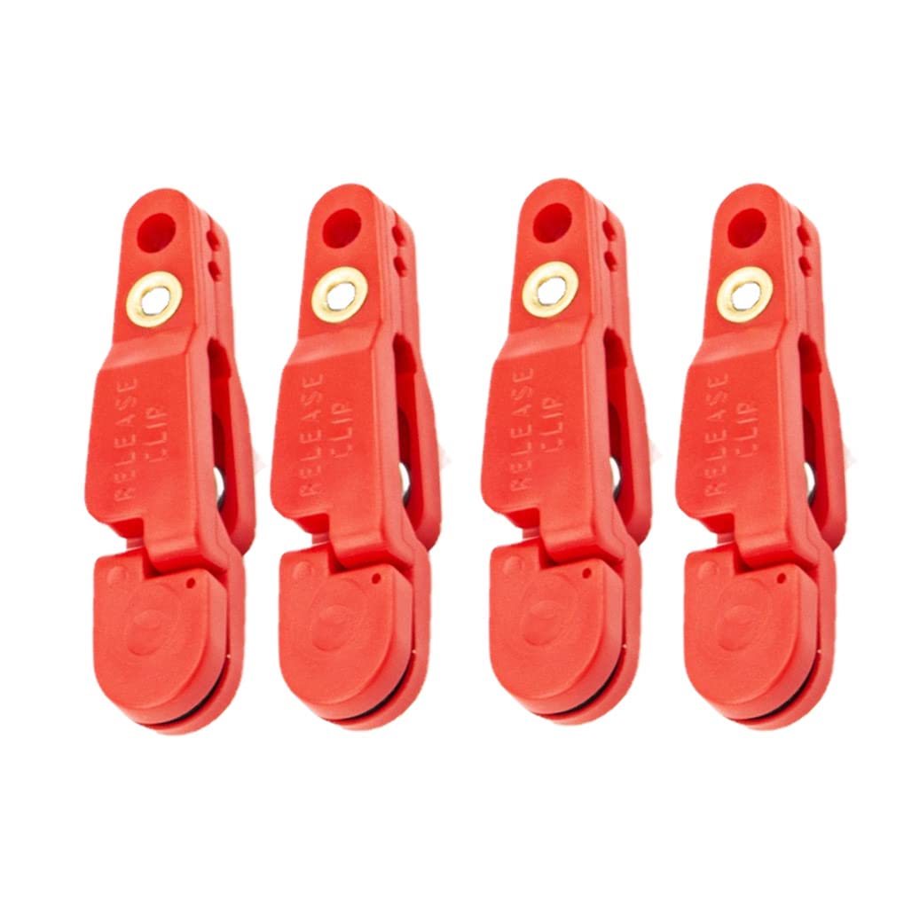 VOANZO 4 PCS Heavy Tension Snap Release Clips for Kites Planer Board Downrigger Trolling Fishing (Red