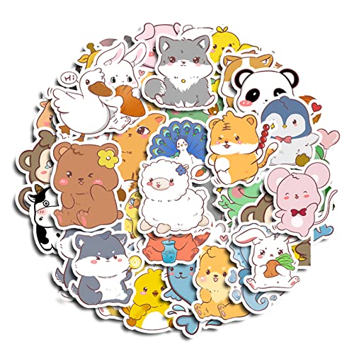 Cute Animal Stickers for Kids, Aesthetic Stickers Water Bottle Stickers for Teens Adults,Waterproof Vinyl Stickers for Waterbottle Laptop Phone Skateboard (Animal-A 50pcs)