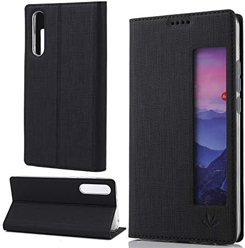 P20 Pro Case,Compatible with Huawei P20pro Matt Cloth Cases P 20 Magnetic Stand Folding Cover P 20pro Bumper Leather TPU Wake and Sleep Energy-Saving Protective Coque 6.1 inch (Black)