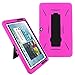 Galaxy Tab 2 10.1 Case KIQ (TM) Heavy Duty Hybrid Silicone Skin Hard Plastic Case Cover w/ Kick Stand for Samsung Galaxy Tab 2 10.1 P5100 (Black / Hot Pink)