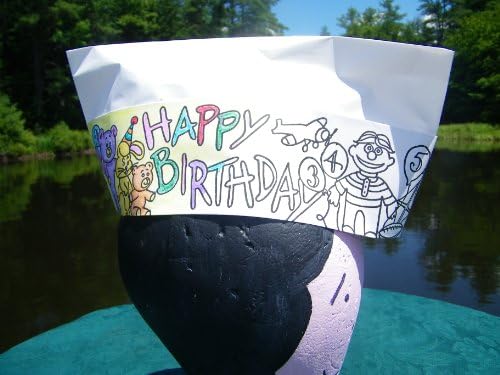 Lot 20 HAPPY BIRTHDAY COLORING HATS Paper Party Hats You COLOR STICKER DECORATE One Size Fits All CRAFT FAVORS PROJECT Memory Maker Made in the USA Fun For All!