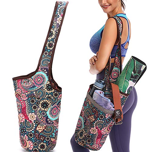 FODOKO Yoga Mat Bag with Large Size Pocket and Zipper Pocket, Fit Most Size Mats Yoga, Yoga Bags and Carriers for Women