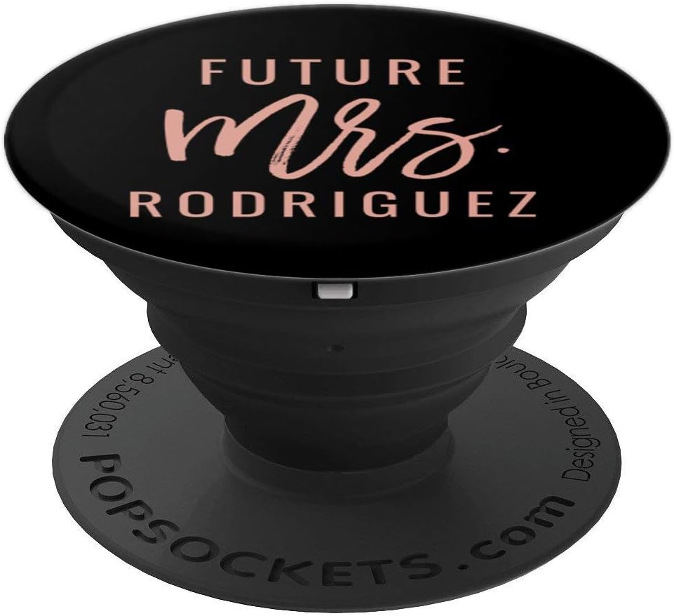 Future Mrs Rodriguez Personalized Blush Pink and Black Gift PopSockets PopGrip: Swappable Grip for Phones & Tablets
