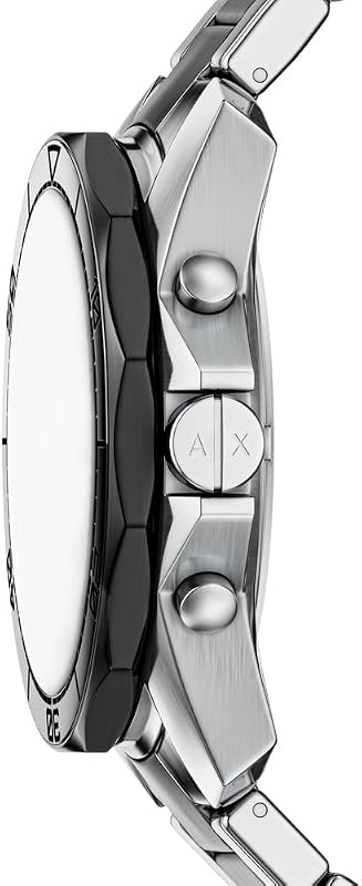 Herren 44MM Silberfarbener Edelstahl Uhr, AX1973