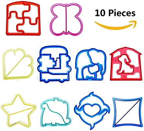[10 Pieces] Sandwich Cutter Crust Cutter Toast Cookie Cutters Baking Bread Cutter Shapes for Kids DIY Cute Shape - Color Random