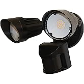 HOMEnhancements LED Black Motion Sensor 2-Light Bullet Flood Light- 3000K Adjustable Dual Head Outdoor Security Light, Dusk t