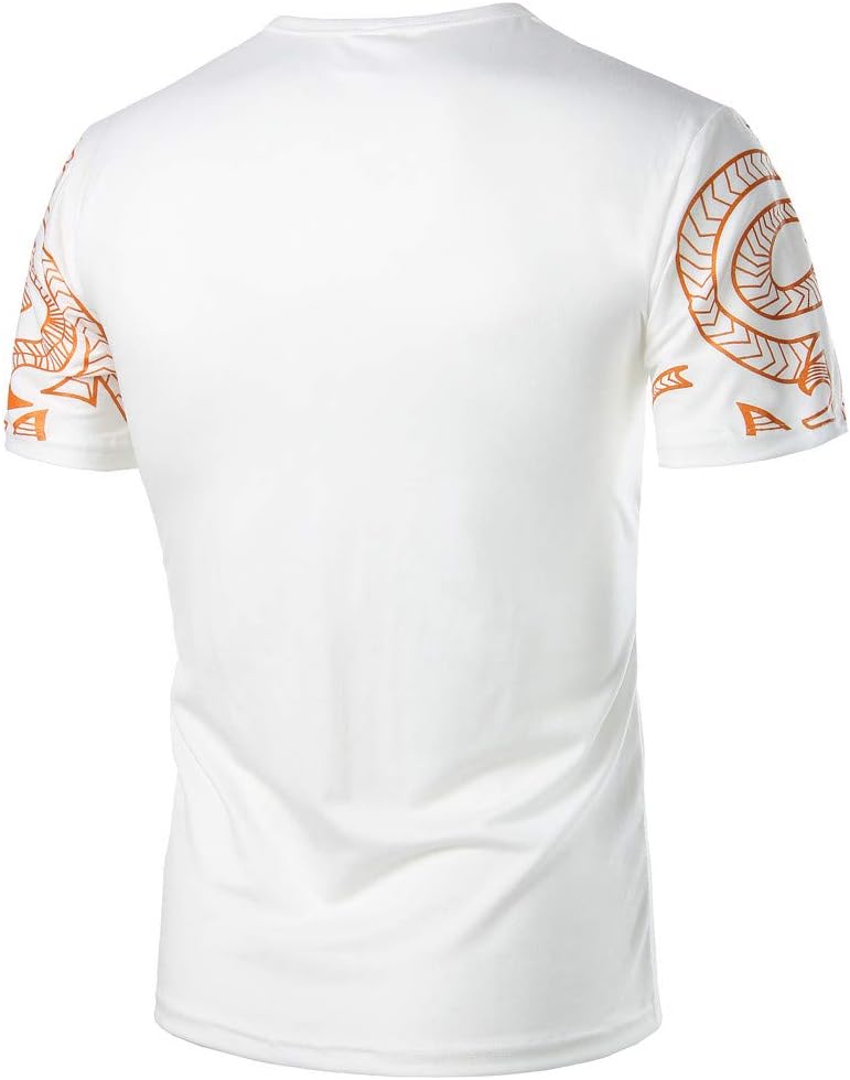 OrchidAmor 2019 Mens Summer Casual Fashion Printing Elastic Short Sleeve T-Shirt Tops Blouse