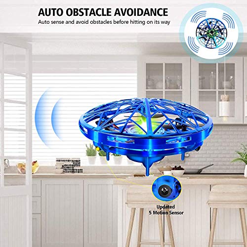 UTTORA Mini UFO Drone con Luce per Adulti e Bambini Giocattoli Educativi Sensore a Infrarossi Intelligente Ricarica USB Interni Esterni Portatile