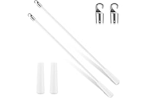 Bokon 2 Pieces White Fiberglass Blind Wand Vertical Blinds Stick Replacement with Hook and Handle for Window Opener Accessory(30 Inch)
