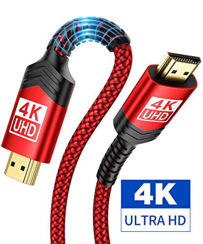 4K@60Hz HDMI to HDMI Cable 6.6ft, JSAUX High Speed 18Gbps 28AWG HDR 3D 2160p,1080p HDMI 2.0 Braided Cord Compatible Ethernet Audio Return(ARC),Fire TV, Xbox, Playstation PS3 4, UHD TV, PC (Red)