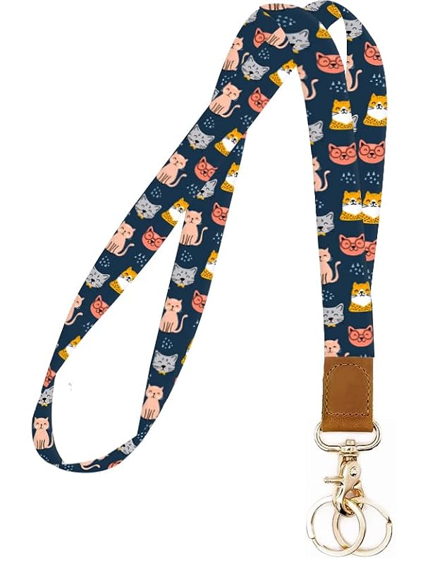 NUGGHU Lanyards For Keys & ID Badges - Long Neck Strap With Hook, Soft Polyester & Leather, Cute Design - View #9