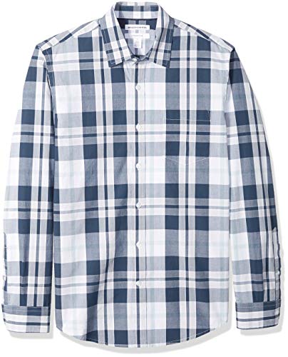 Amazon Essentials Men's Regular-Fit Long-Sleeve Casual Poplin Shirt, Button Fro…