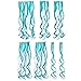 SWACC 7 Pcs Full Head Party Highlights Clip on in Hair Extensions Colored Hair Streak Synthetic Hairpieces (20-Inch Curly, Teal Blue)