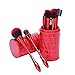 Red Goblet Makeup Brushes Set, 10pcs Professional Face Brush with Holder for Foundation Eye Makeup Concealer Mascara Contour Lip Cosmetic Powder Vanity Synthetic Brush Tools Kit for Women