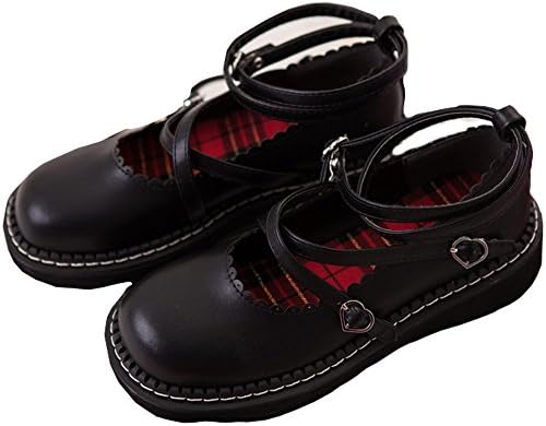 Lampang Girl's Lolita Pu Shoes Japanese Students Maid Uniform Dress Shoes Black US6.5