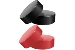 Lanxitown 4pcs Soft Polyurethane Foam Hockey Pucks Black and Red Hockey Pucks Ice Hockey Pucks for Practicing and Classic Training Hockey Training Equipment Hockey Gifts