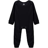 Migsrater Long Sleeve Solid Baby Cotton Extender Bodysuit Boy Girl Unisex Romper Black (0-3 Months)