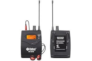D Debra PRO UHF IEM ER-2040 Dual Channel Wireless in Ear Monitor System with Earphone, for Stage, Recording, Studio, Band Rehearsal, Live Performance (Only 1 Bodypack)