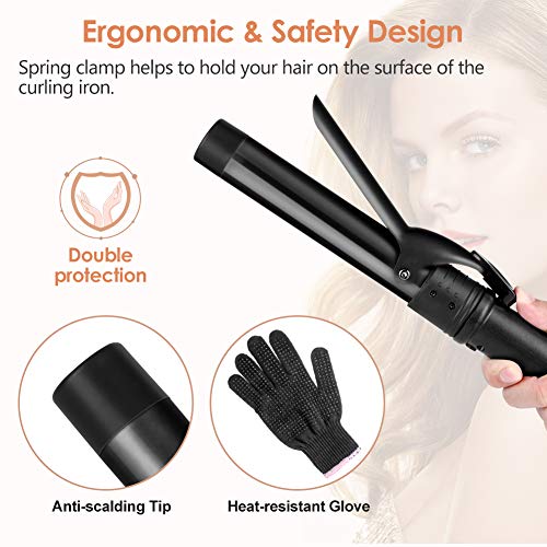 6-IN-1 Curling Iron, Professional Curling Wand Set, Instant Heat Up Hair Curler with 6 Interchangeable Ceramic Barrels (0.35'' to 1.25'') and 2 Temperature Adjustments (Black) - Thumbnail 4