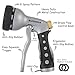 Premium Garden Hose Nozzle – All Metal Spray Gun Design. 8 High Pressure Spray Patterns. Pistol Grip Front Trigger w/Hands Free Clip. Solid Brass Flow Control Knob. Guaranteed Leak Proof. (Gray)