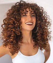Annivia Curly Wig with Bangs for Black Women Ombre