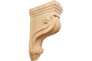 Ekena Millwork COR03X06X10TSRO Boston Traditional Scroll Wood Corbels, 3 3/8"W x 6 1/2"D x 10 1/2"H, Red Oak