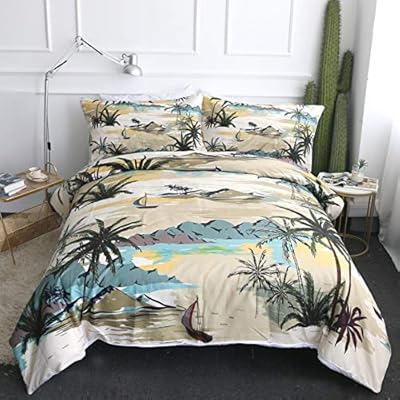 ARIGHTEX Duvet Cover Sets Tropical Palm Trees Beach Vintage Pattern Bedding Set 3 Pieces Comforter Cover Coastal Bedding… 516IXDLUTCL