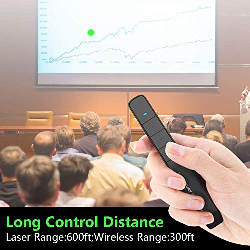 KNORVAY N78GBK Green Laser Pointer Presentation with 16GB Memory, Wireless Presenter Rechargeable PowerPoint Clicker for Presentation Remote, Slide Advancer Supports for Hyperlink/Keynote/Mac