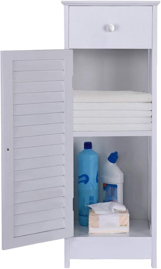 Amazon Com Mostbest Bathroom Storage Cabinet Organizer Rack With Drawer Single Shutter Door Utility Bathroom Corner Shower Caddy Shelf Home Kitchen