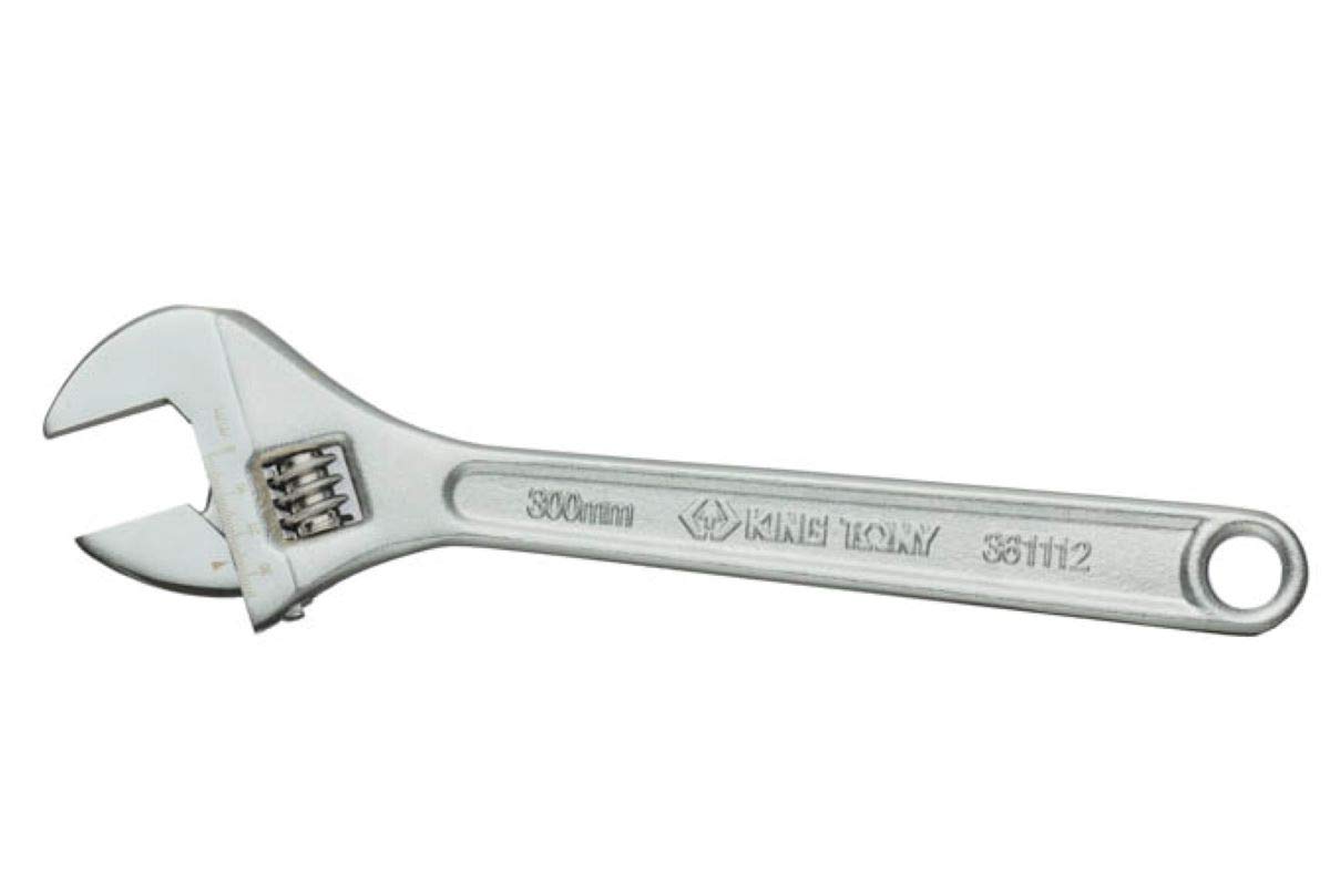 KING TONY 3611-12R Chrome Vanadium Alloy Steel Adjustable Wrench, 300 mm Length, Pack of 5