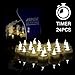 AGPtek 24 Pack Battery Flameless Led Tea Light Candle Realistic flickering Bulb with Time for Seasonal Festival Celebration, Electric Fake Candle in White and Wave Open