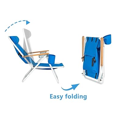 Buy Portable High Strength Beach Chair With Adjustable Headrest Blue Folding Patio Chair Lounger Chairs Sun Lounger Chairs For Garden Lawn Backyard Online In Indonesia B08my552z1