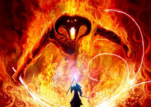 Gandalf vs. Balrog Lord of the rings lotr fine art digital poster print lustrous Matte finish Size A2 poster 420 x 594 mm,16.5 x 23.4 in Tear resistant Wall art home decor perfect gift