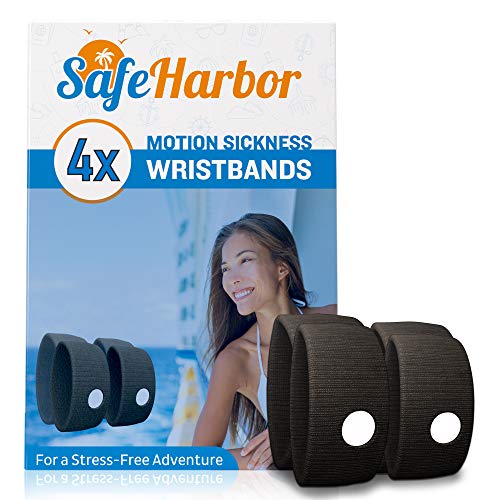 SafeHarbor Motion Sickness Wristbands 4 Travel Wrist Bands, Cruise