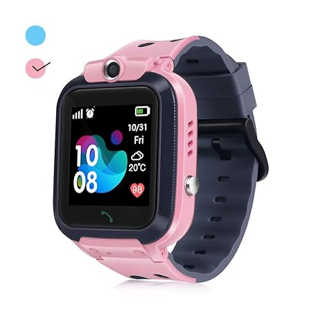 DUIWOIM Kid Smart Watch Waterproof Call Smartwatch SOS Game Two-Way Remote Camera Touch Screen Smart Watch for Girls Boys (Pink)