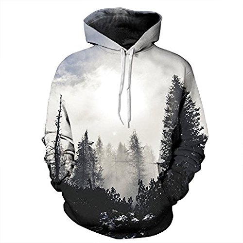 Youvimi Unisex 3d Printed Drawstring Pockets Pullover Hoodie Hooded Sweatshirt (L/XL, Redwhite)