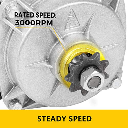 Mophorn Gear Reduction Electric Permanent Magnet Motor 48V DC 1000 Watt Rated Load Speed 3000Rpm Gear Ratio 6:1 with Mounting Bracket for Go Karts Scooters and E-bike