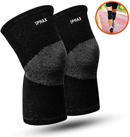 iPhax Knee Support Sleeves (Pair) for Joint Pain and Arthritis Relief, Improved Circulation Compression – Effective Support for Running, Workout, Jogging, Hiking and Recovery