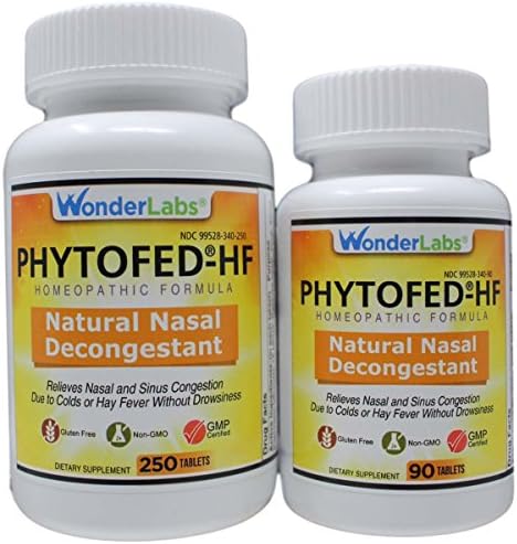 Sinus Relief Nasal Decongestant PHYTOFED-HF Natural Nasal Decongestant - 340 Total Tablets #3402