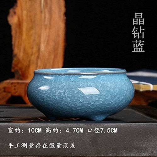 TOMHY 1pc Chinese Round Ceramics Bonsai Flower Pots for Plants Glazed Pot Planter Home Decoration : 3