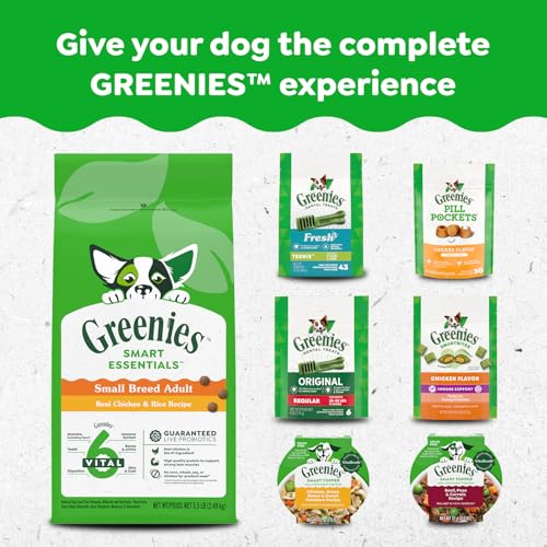 GREENIES Dog Treats Original Teenie Natural Dental Care, (43 Treats) 12oz. Pack | Cleans to gumline, dogs 2-7 kg, vet-recommended, Vitamin E immune support, calcium for bones, natural ingredients, adult dogs