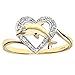 REVONI 9K Yellow Gold Diamond Dolphin Heart Ring